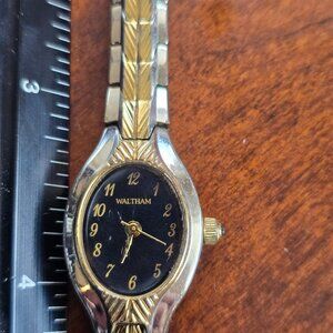 Waltham Ladies Watch Gold Silver Black Face WAW024 PC21A2-377 FUC. Wear as shown